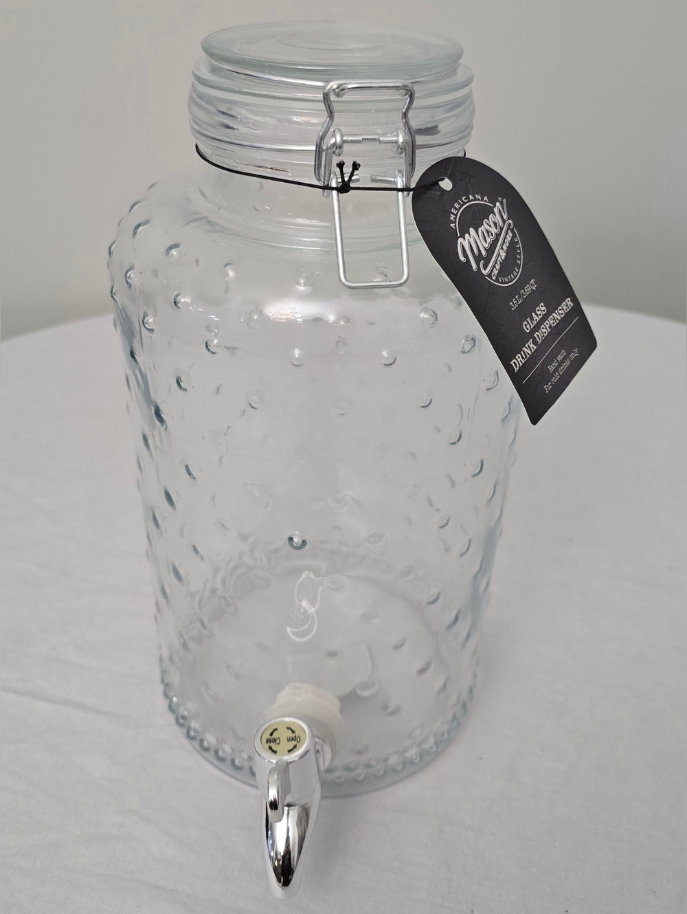 Mason Craft & More Hobnail Glass Drink Dispenser 3.5L Vintage Style
